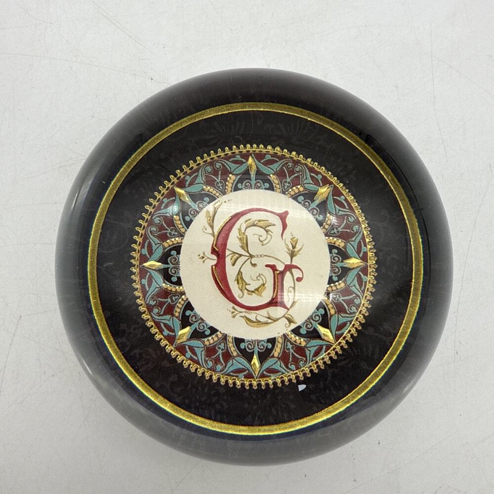 VINTAGE PUNCH STUDIO Crystal Monogrammed "G” PAPERWEIGHT 3" France